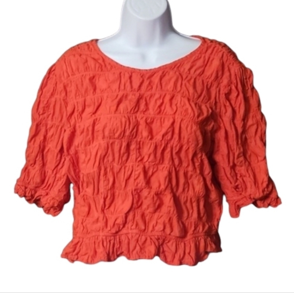 Future Collective Women's Red Crinkle Crop Top